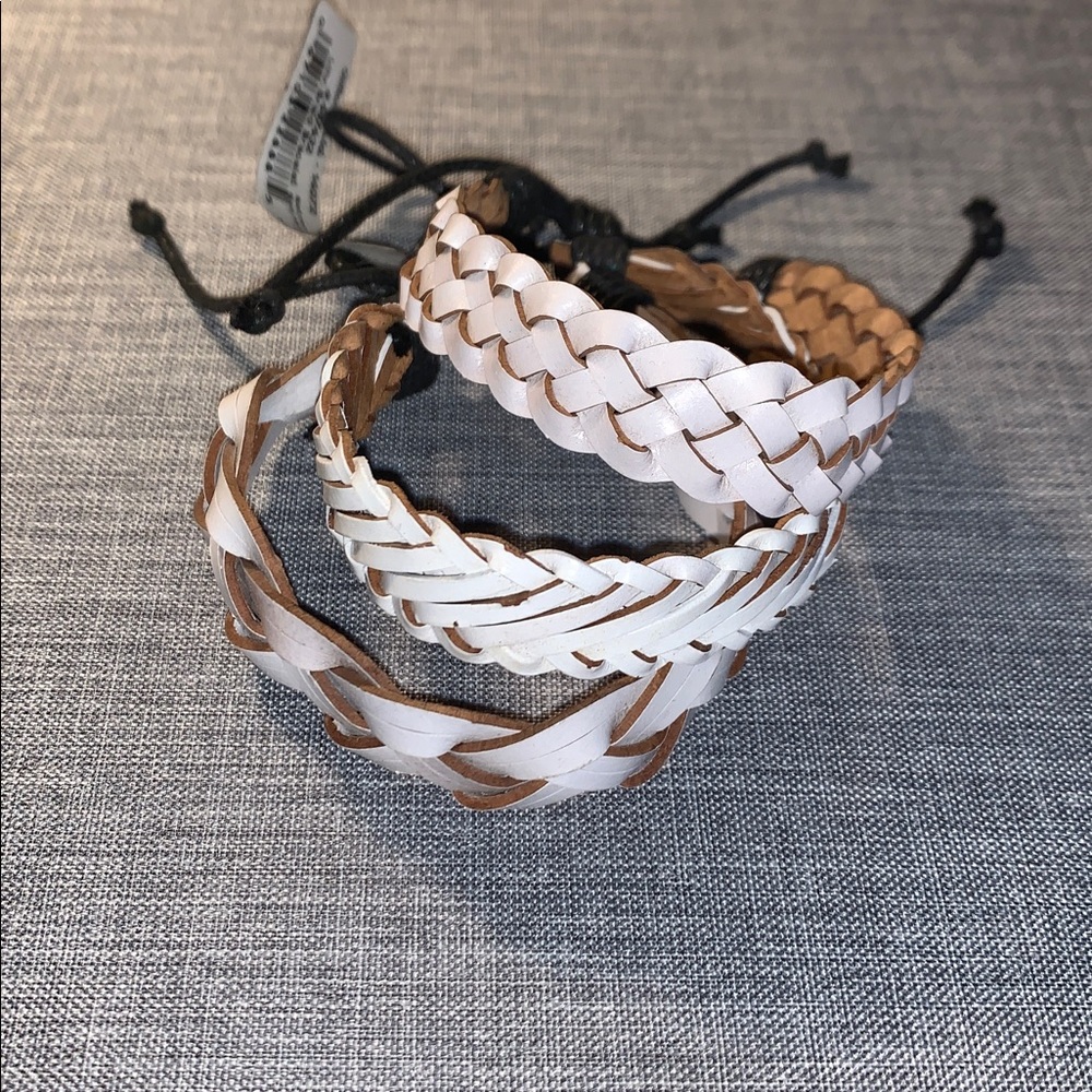 Braided Leather White and Brown Bracelets•NEW!